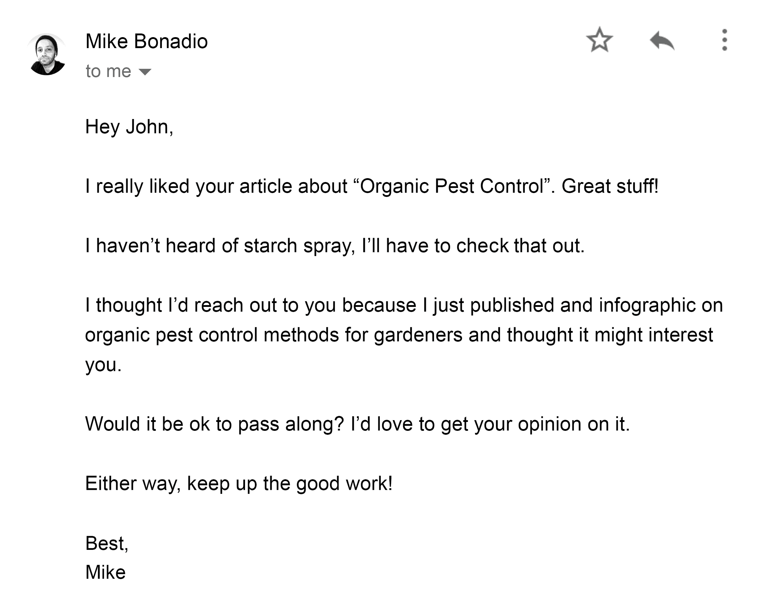 Mike Bonadio – E-mail de divulgação